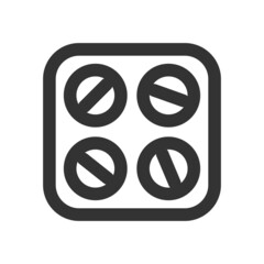 Medicine and pills in pack vector line style icon