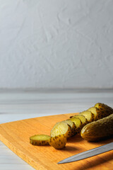 Pickled cucumbers in a jar.