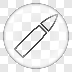 Bullet simple icon. Flat desing. Glass button on transparent grid.ai