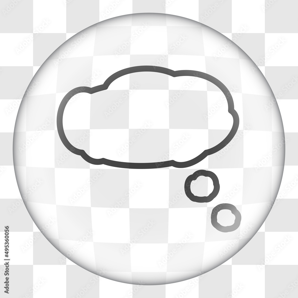 Poster cloud thinking simple icon. flat desing. glass button on transparent grid.ai