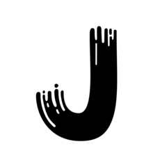 Letter J. Dry brush grunge lettering imitation. Vector design template.