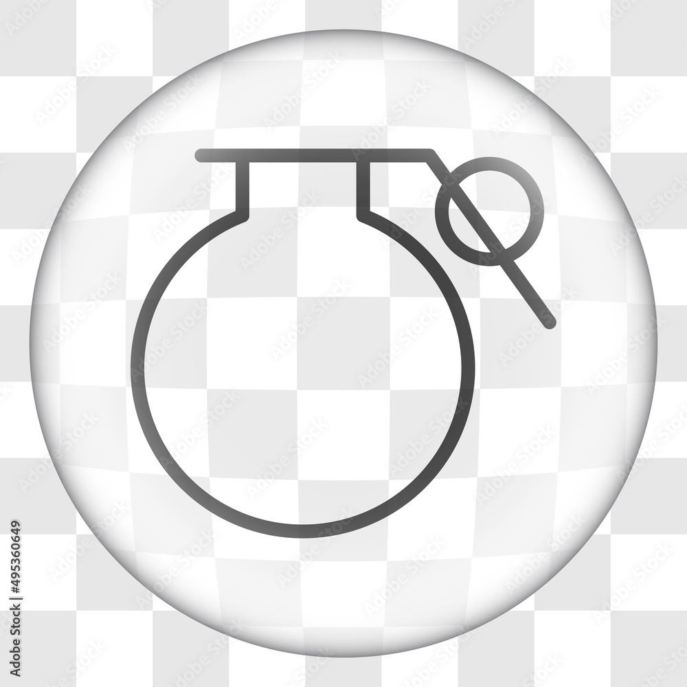 Poster grenade simple icon. flat desing. glass button on transparent grid.ai