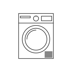 electric laundry dryer, linear icon on a white