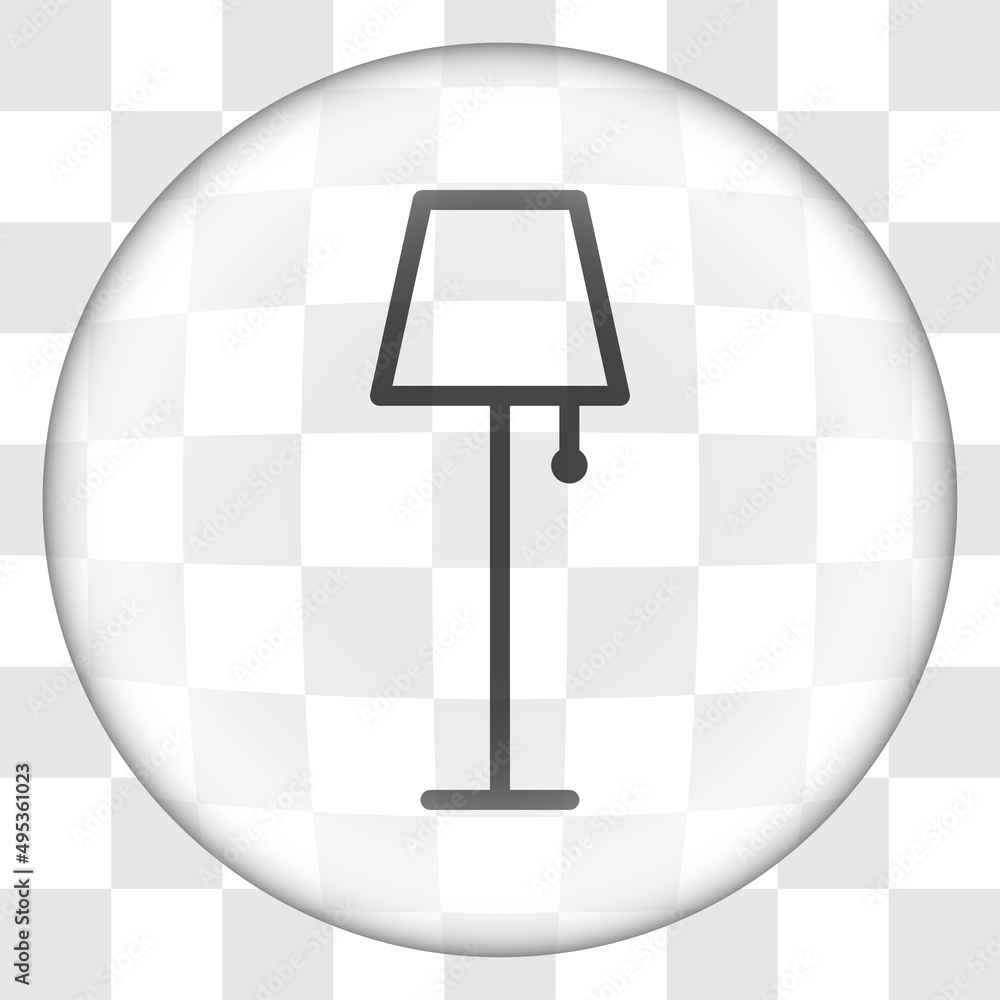 Poster lamp simple icon. flat desing. glass button on transparent grid.ai