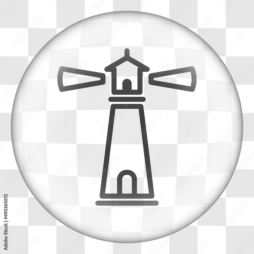 Poster lighthouse simple icon. flat desing. glass button on transparent grid.ai