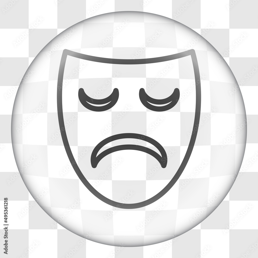Poster mask simple vector icon. flat desing. glass button on transparent grid.ai