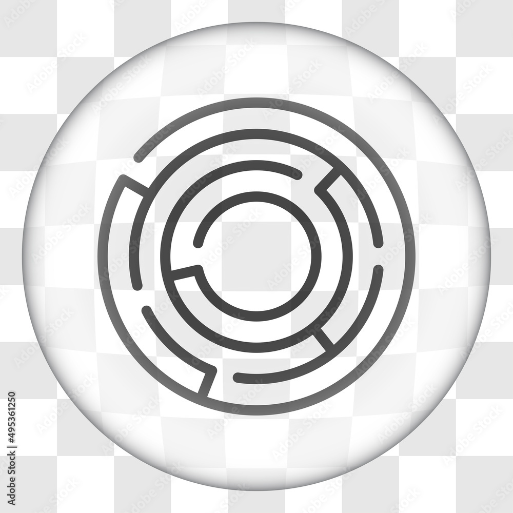 Poster maze simple icon. flat desing. glass button on transparent grid.ai