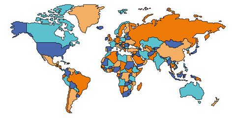 Obraz premium Simplified smooth border World map