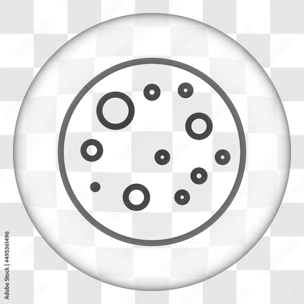 Poster moon simple icon. flat desing. glass button on transparent grid.ai