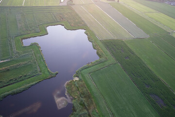 Agricultural landscape of Friesland, one of the northern provinces of the Netherlands - Friesland from above