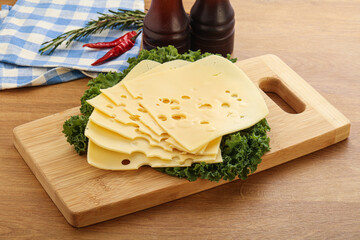 Sliced maasdam cheese for breakfast