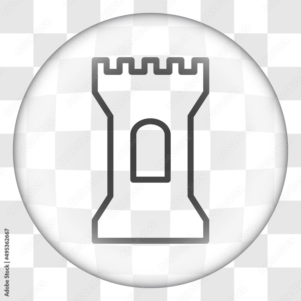 Poster tower simple icon. flat desing. glass button on transparent grid.ai