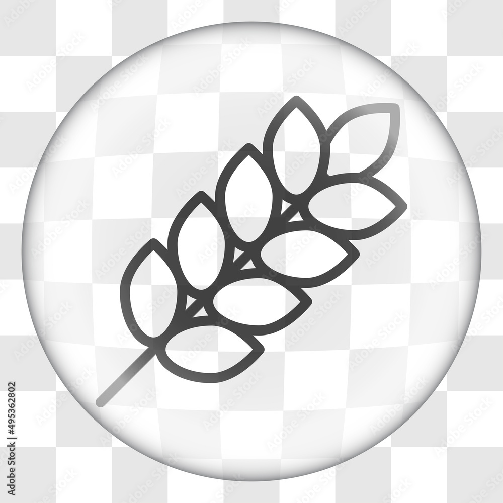 Poster wheat simple icon. flat desing. glass button on transparent grid.ai