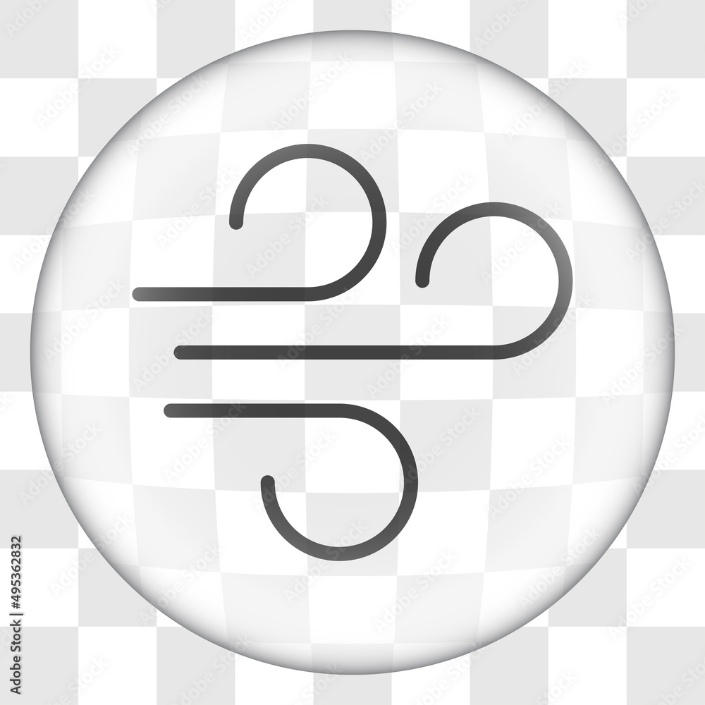 Poster wind simple icon. flat desing. glass button on transparent grid.ai