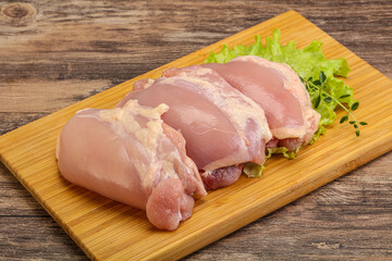 Raw chicken boneless and skinless leg