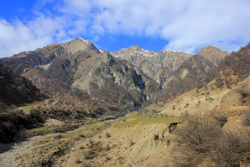 Beautiful snowy mountains in winter.