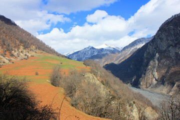 Beautiful snowy mountains in winter.