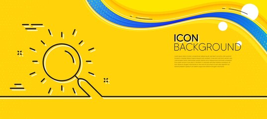 Search line icon. Abstract yellow background. Find document sign. Magnify glass. Minimal search line icon. Wave banner concept. Vector