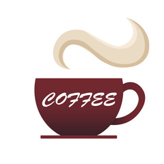 Cup of coffee isolated on white background for logos, banners, posters. Modern icon design. Hot drink. Fashion logo illustration.Modern design.