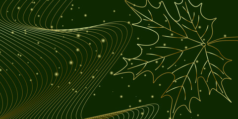 Green background with gold leaves