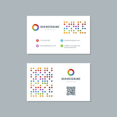 Business card design trendy colorful template modern corporate branding style vector illustration. Two sides with abstract logo on clean background.