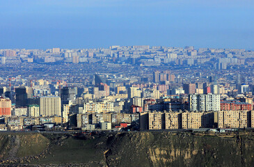 The beautiful city of Baku on the edge of the mountain.