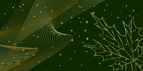 Green background with gold leaves