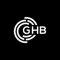 GHB letter logo design on black background. GHB  creative initials letter logo concept. GHB letter design.
