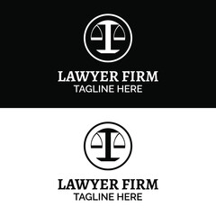 Balance Scale in simple flat style for lawyer firm advocate legal company and justice law identity logo design vector