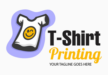 Abstract modern colored vector logo template of t-shirt printing. For typography, print, corporate identity, workshop, branding, factory, serigraphy, isolated on white  background.