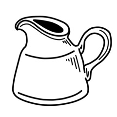 Pitcher icon for web design, menu, app, poster, as, postcard and magazine. a hand-drawn milk jug
