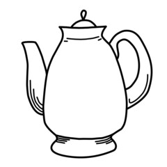 Teapot, Kettle Isolated on White Background Vector Set