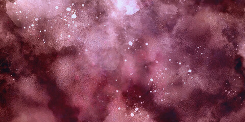 Nebula and stars of night sky banner. Abstract space colorful background. Abstract watercolor background. Vintage paper textured aquarelle canvas for modern creative design. Grunge multicolor texture.