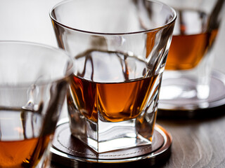 Three glasses of neat whisky