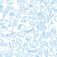 seamless doodle pattern | delicious-food-background-hand-drawn