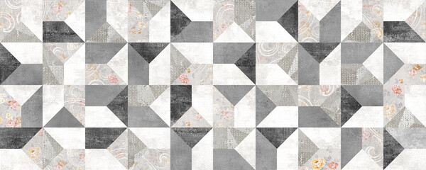 patchwork tiles pattern, geometric decor digital tile surface