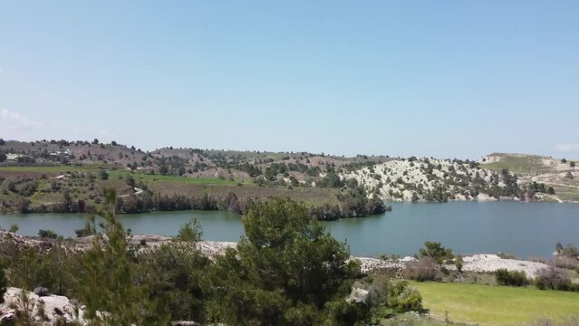 Lake and rivers in Nicosia in Cyprus. Riverland. 