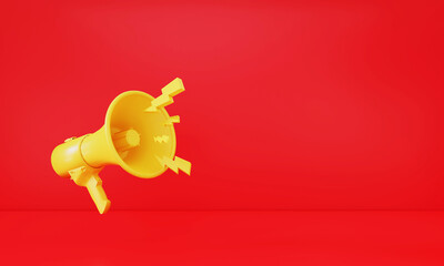 3D Rendering : Illustration of Megaphone on background. advertise promotion background. sale season concept. retro gadget. minimalism background.