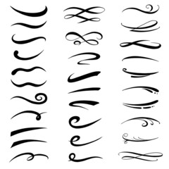 Hand lettering typography underline shapes set of vector illustration isolated.