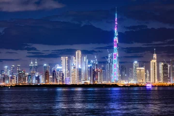 No drill blackout roller blinds Burj Khalifa Skyscrapers skyline of Dubai UAE downtown with Burj Khalifa at night