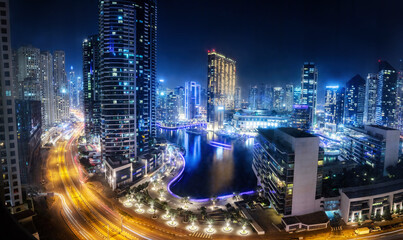Obraz na płótnie Canvas Dubai marina skyline in UAE at night