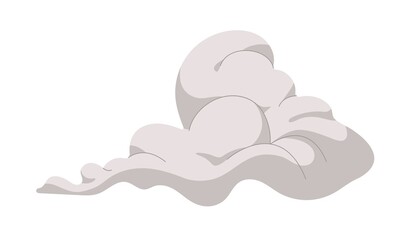 Obraz premium Smoke cloud from dust, steam and gas after bang. Intense fume puff, bomb explosion effect. Smoky silhouette of strong toxic exhausts. Flat vector illustration isolated on white background