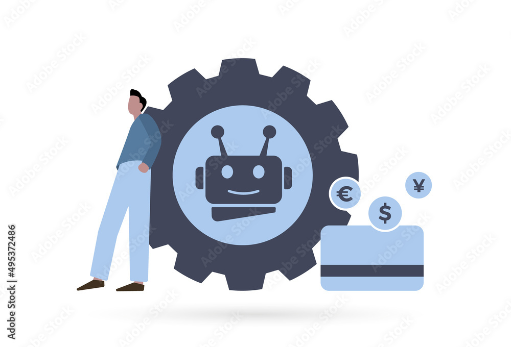 Poster robotic process automation - rpa system concept. artificial intelligence and big data business autom