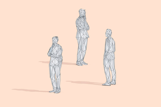 3D Rendering of thoughtful business colleagues at srudio