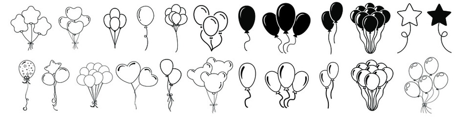 Balloons icon vector set. Birthday illustration sign collection. Celebration symbol. event logo. - obrazy, fototapety, plakaty