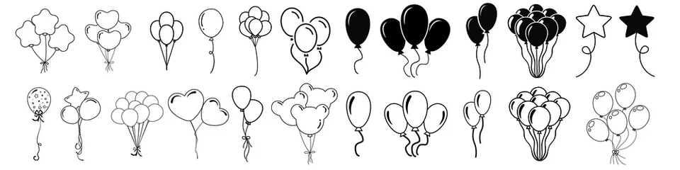 Fotobehang Balloons icon vector set. Birthday illustration sign collection. Celebration symbol. event logo. © Denys