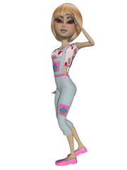 3d illustration of an cute toon girl