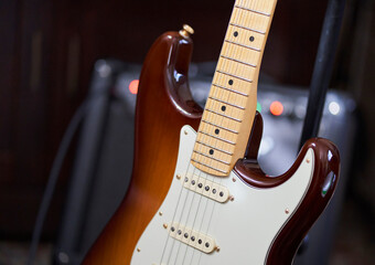 detail photo of an elegant electric guitar