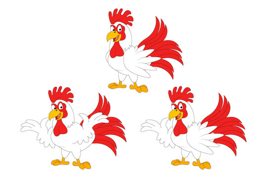 cute rooster animal cartoon graphic
