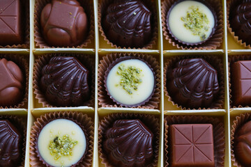 View from above on a set of delicious sweets, sweets.